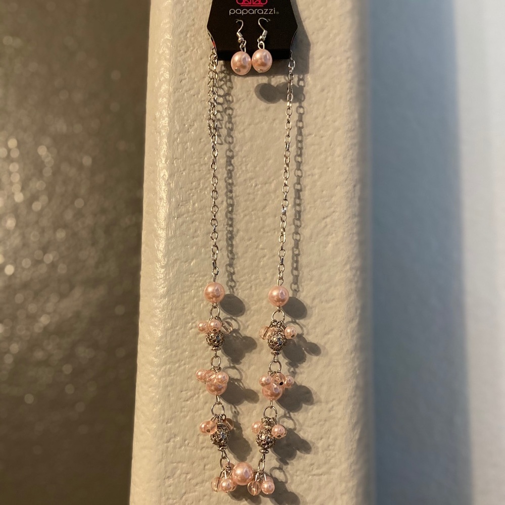 Bracelet, necklace, and earrings
